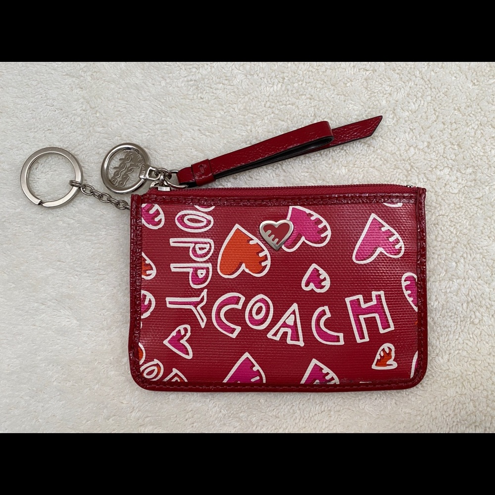 Coach Poppy Red Wallet Card Key Holder NWOT